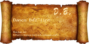 Dancs Bálint névjegykártya