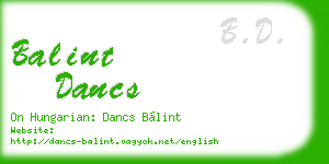 balint dancs business card