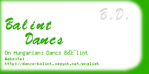 balint dancs business card